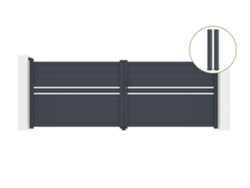 Puerta abatible 4m CIMONE H.140cm aluminio 2 postes EIFEL 15x15cm H.166cm GRIS CASANOOV