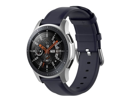 Correa de reloj inteligente para Samsung Galaxy Watch 3 45 mm 22 mm Correa de cuero con hebilla de cola redonda (azul marino)