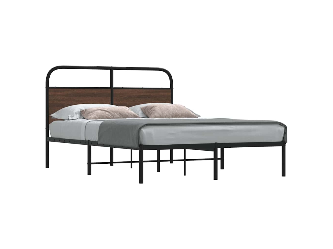 Estructura De Cama Sin Colchón 120x190 Cm Madera Marrón Roble
