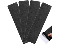 4 Cintas Antideslizantes Exteriores Para Escaleras Impermeables De Alto Tracción Material Pvc Seguridad 61x15cm Negro