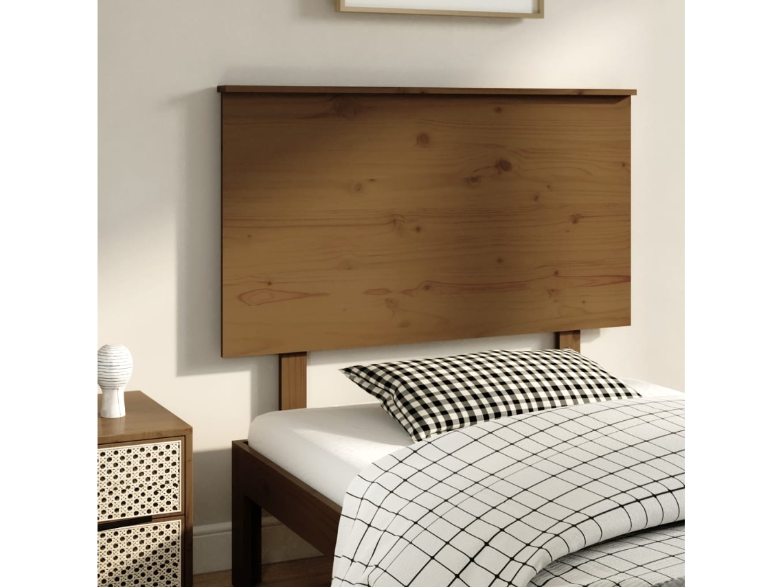 Cabecero De Cama Madera Maciza De Pino Marrón Miel 104x6x82,5cm