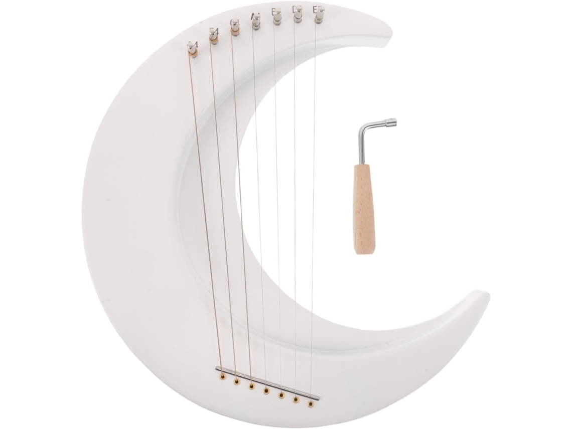 Lira De 7 Cuerdas, Mini Arpa De Madera Con Forma De Media Luna Y Llave, Instrumento Para Principiantes Y Aprendices...