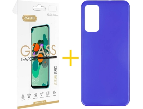 Kit Funda + Protector de Pantalla Huawei P Smart 2021 ACCETEL Liso 3 Azul