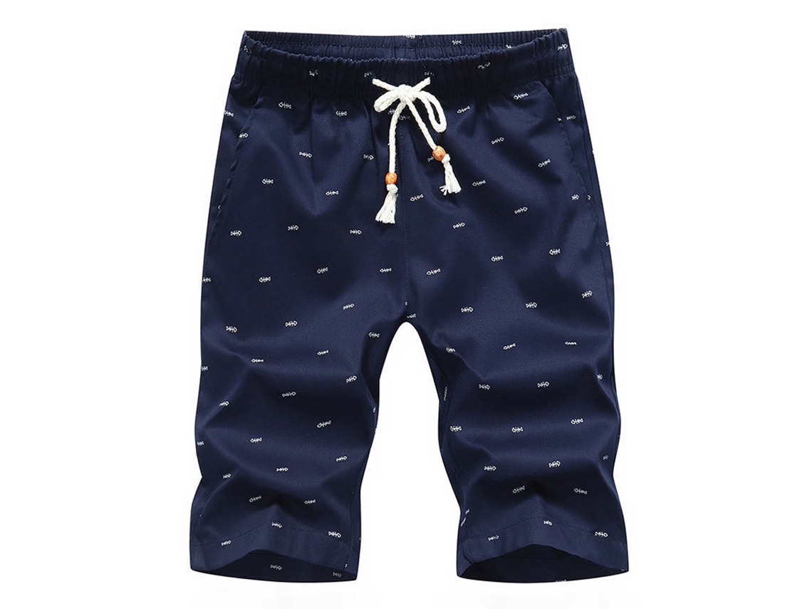 Pantalones Cortos Casuales De Algodón Azul Oscuro Para Hombre Con Bolsillo, Transpirables, Corte Tridimensional.