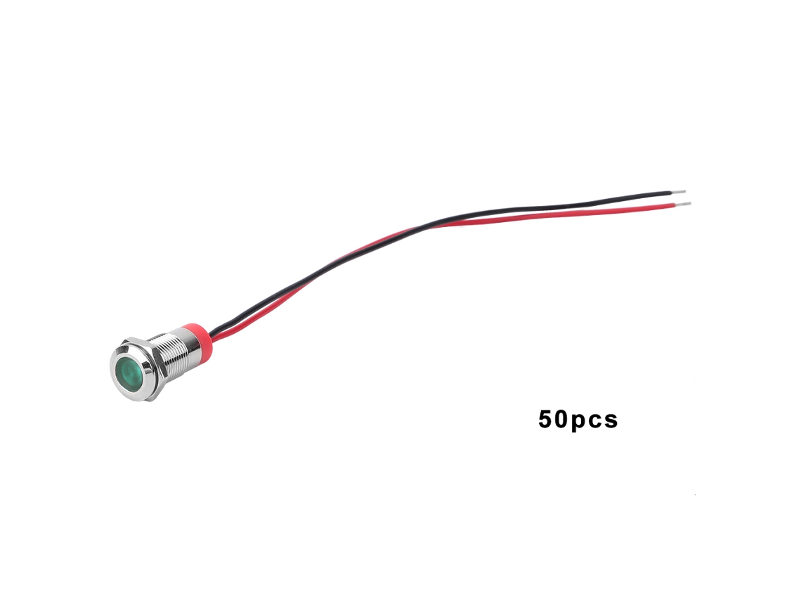 50 indicadores LED de advertencia de metal, 10 mm, verde, 12 V, IP65, resistentes al agua, para coche.