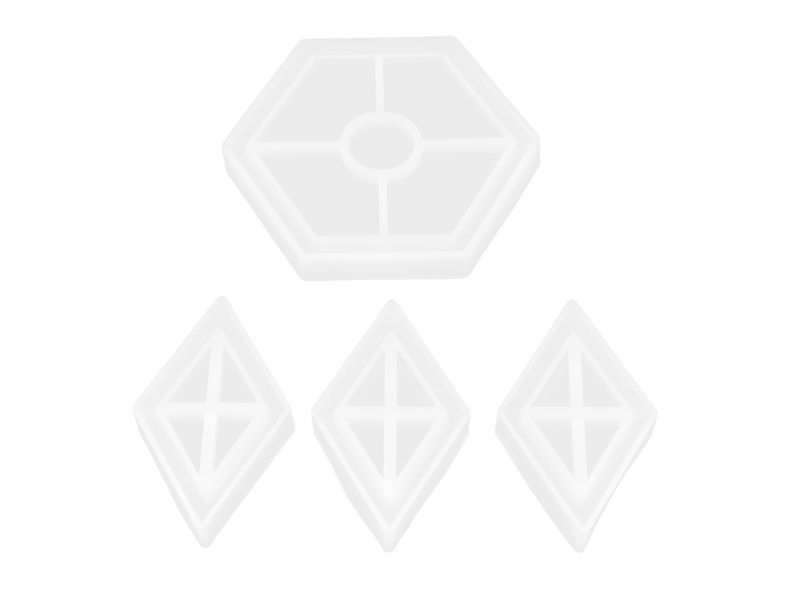 Moldes De Silicona Translúcidos Para Resina Epoxi - Moldes Romboidales Y Hexagonales - 4 Piezas