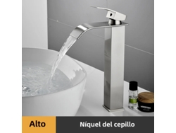 (plata-largo) Grifo Monomando Moderno De Acero Inoxidable Para Agua Fría Y Caliente