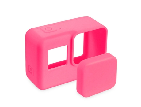 Carcasa Protectora de Silicona y Tapa de Lente SLOWMOOSE para Cámara Go Pro Action 1 Rosa