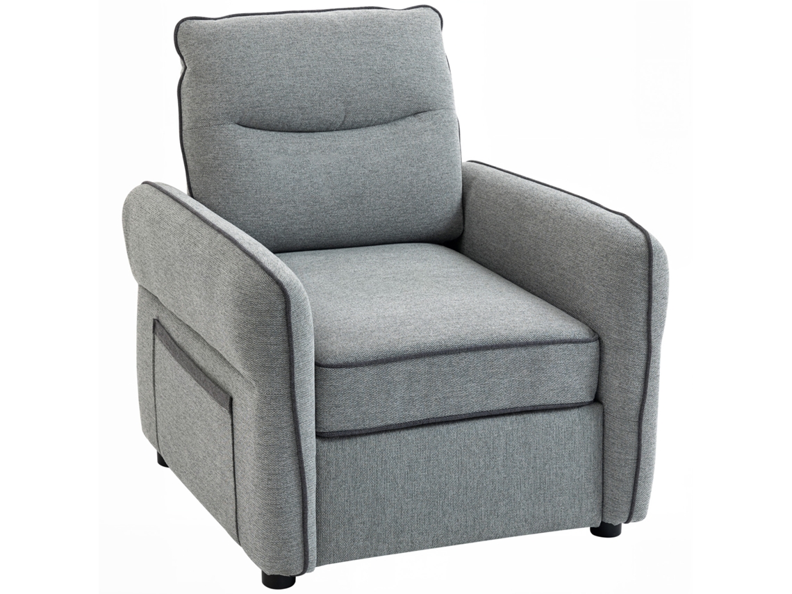 Sofá De 1 Plaza, Sofá De Salón De Terciopelo Egipcio, Con Bolsillo Lateral, 80 X 81 X 90 Cm, Gris.