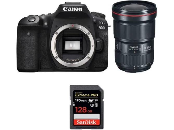 Kit Cámara CANON EOS 90D + EF 16-35mm f/2.8L III USM + SanDisk 128 GB (APS-C)