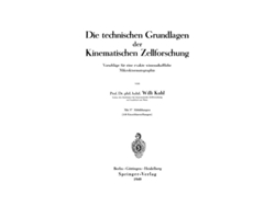 Libro Die Technischen Grundlagen Der Kinematischen Zellforschung De Willi Kuhl (alemán)