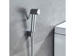 Juego de ducha de mano para 1 WC con soporte y flexo, ducha de mano, cromo Jortmrd
