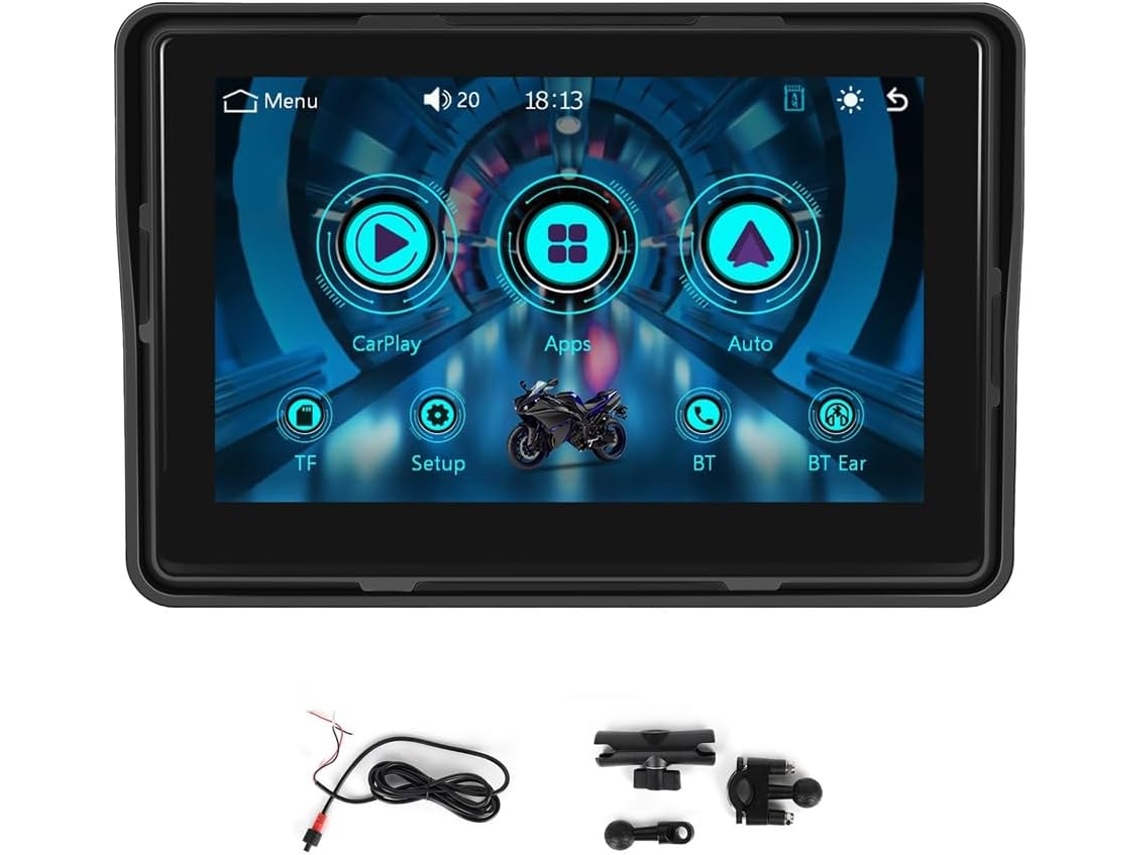 Pantalla De Navegación Gps Para Motocicleta Sin Carplay Ni Android Auto, Monitor Portátil Con Certificación De Resistencia Al Agua Ip67.