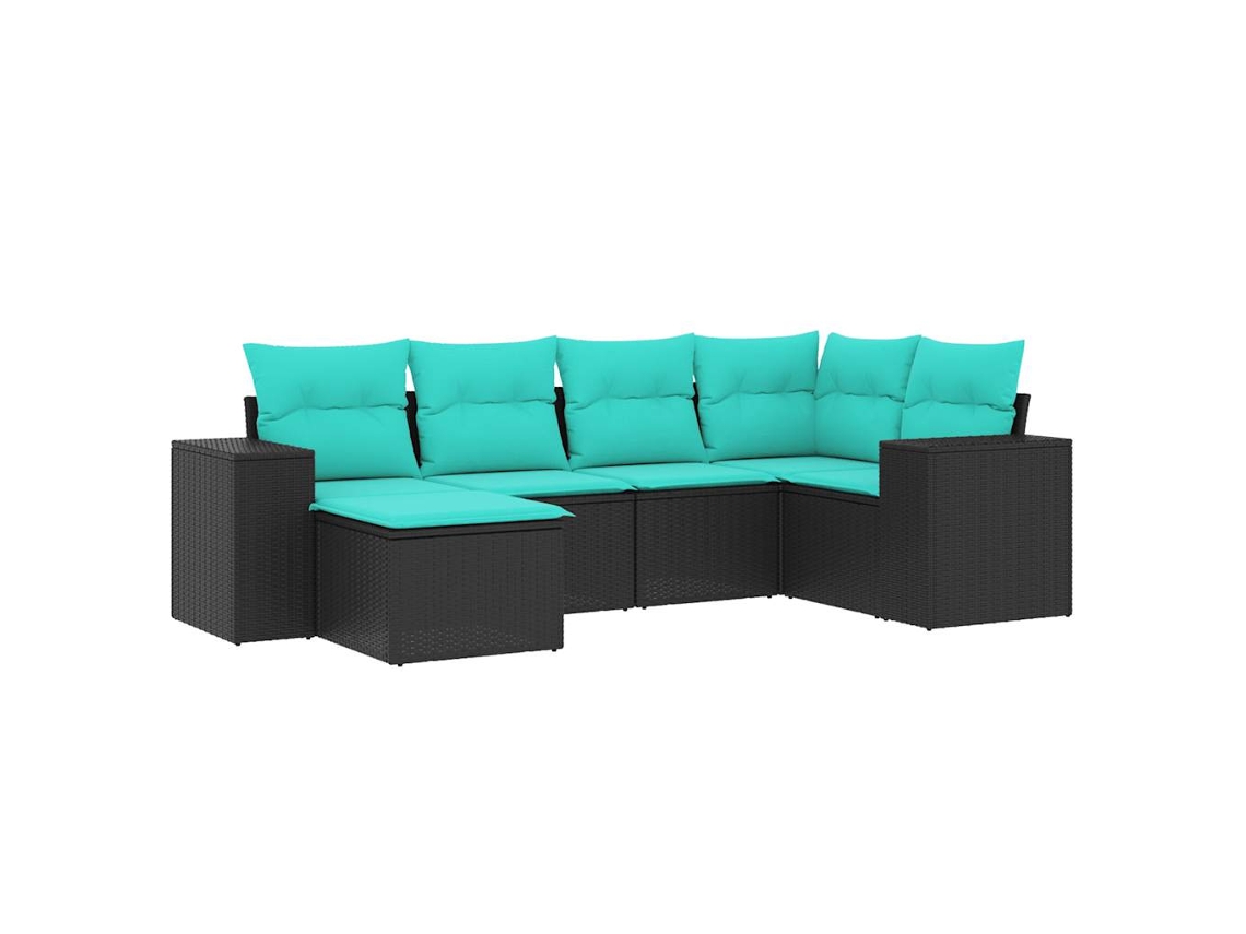 Maison Exclusive - Conjunto De Sofá De Jardín De 6 Piezas Con Cojines, De Poliratán Negro
