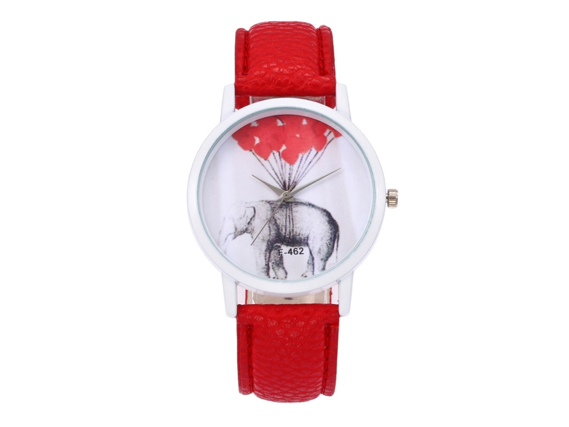 Reloj De Pulsera De Moda Para Mujer Con Correa De Pu Y Esfera Redonda Analógica De Cuarzo (rojo)