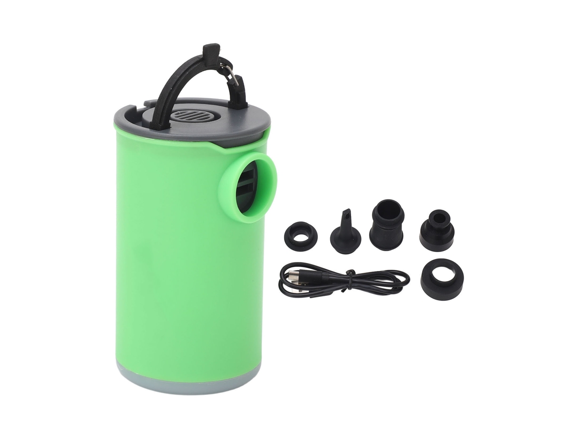 Vlrla-bomba De Aire Mini Usb Recargable Portátil Con Luz 5 Boquillas Para Colchones Inflables Sofás Verde