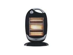 Estufa Eléctrica 1200w Negro Plata 3 Potencias Oscilante 3 Elementos Asa Antivuelco 52x33x25cm Candente
