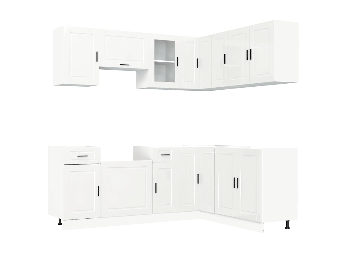Juego de 11 gabinetes de cocina blancos brillantes MAISON EXCLUSIVE