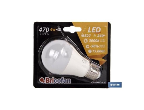 Bombilla led 6w clasic 240 470lm 6500k