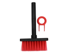 Escova de limpeza multifuncional Rebe 5 em 1 para teclados e fones de ouvido, design de cabeça dupla com 3 linhas, plástico, preta e vermelha.