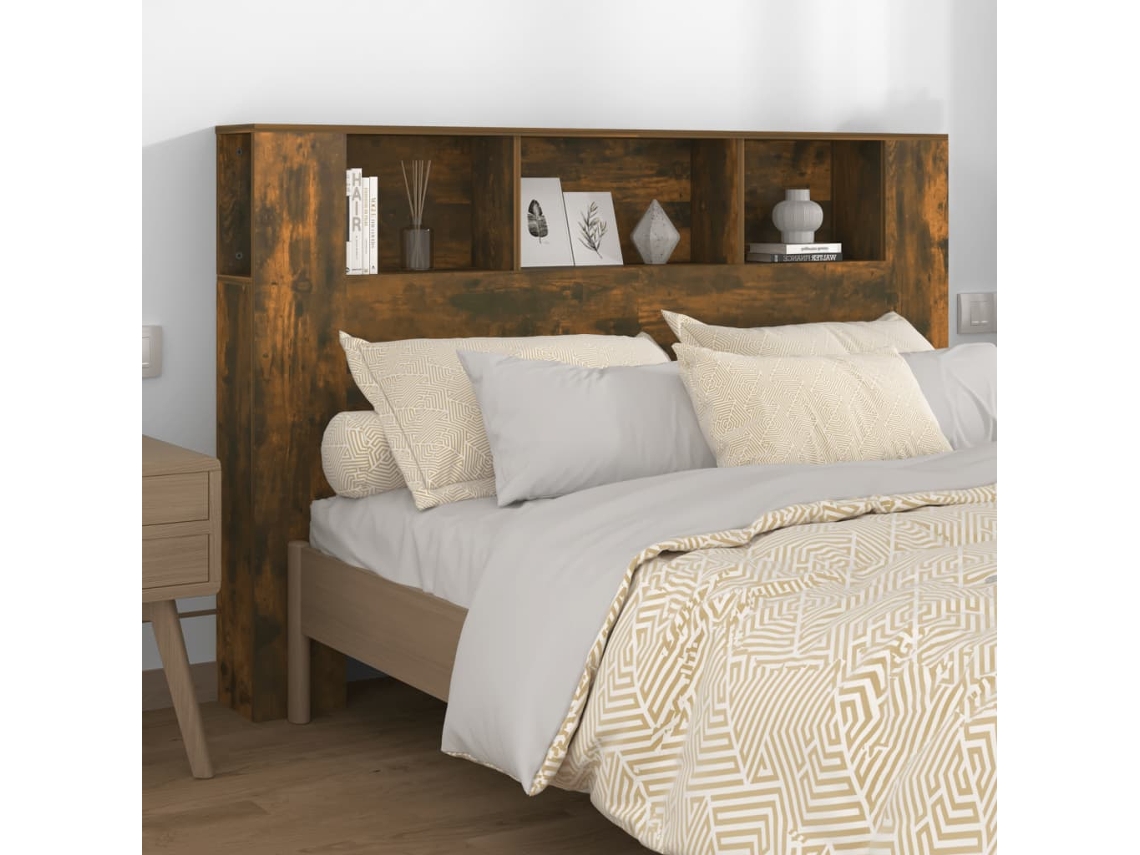 Mueble Cabecero Color Roble Ahumado 160x18,5x104,5 Cm
