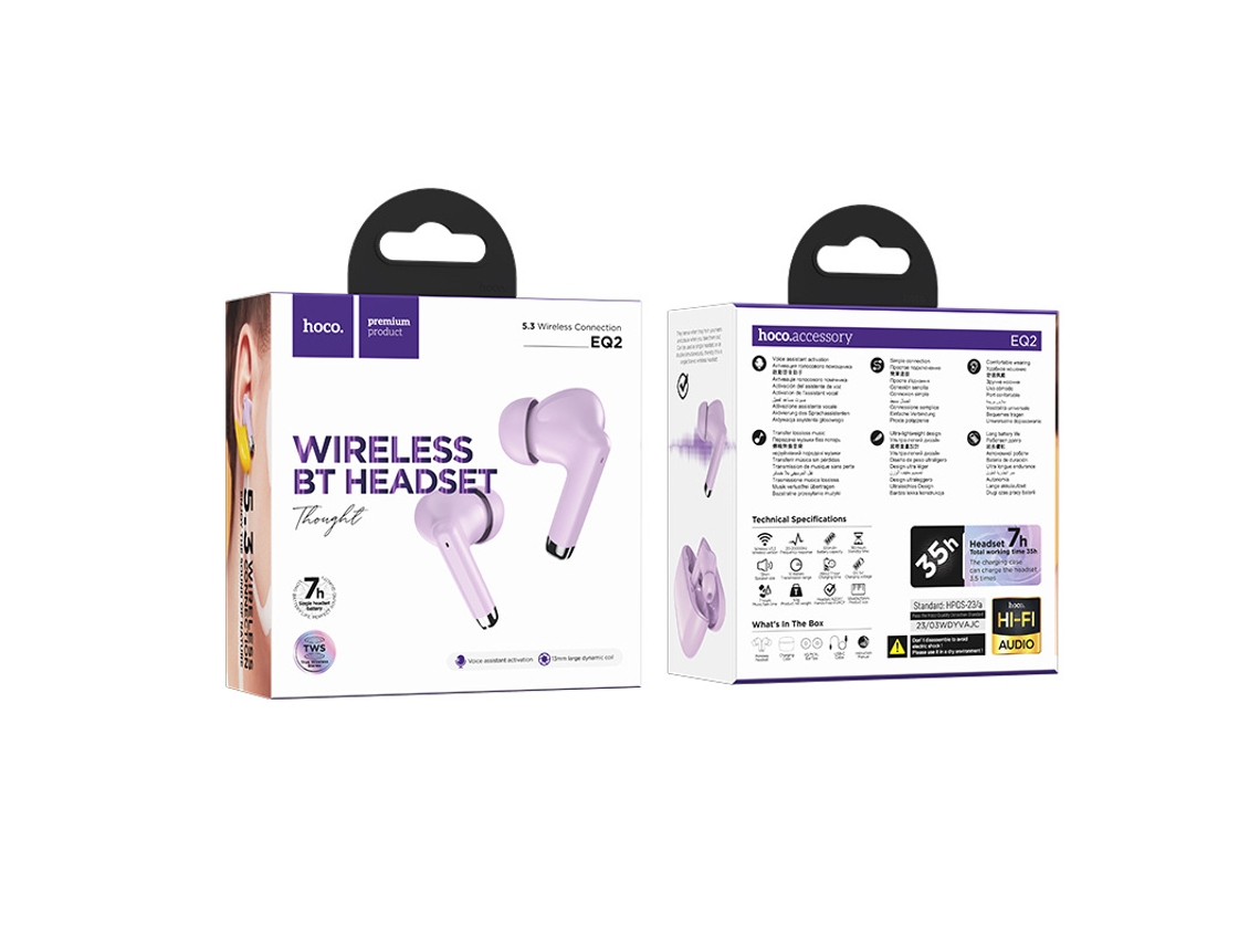 Auriculares Inalámbricos Reducción Ruido Incorporadomicrófono Control Táctil Estéreo YIZHOOD Bluetooth Morado
