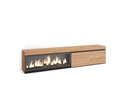 Mueble TV, Televisión, 210, Para TV hasta 80, Chimenea eléctrica XXL, Roble SKRAUT HOME