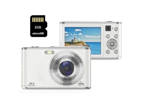 Camara Digital Compacta Dc306 4K Uhd 48Mp con Auto Focus 16X Zoom 2 8 Pulgadas para Niños 8G- Blanca VIGA EUROPE