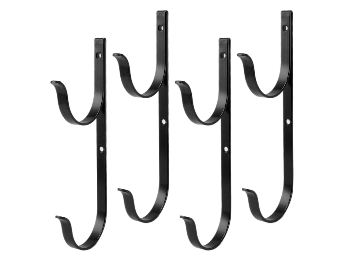 Juego de soportes para piscina Palo de 4 piezas en aluminio negro.