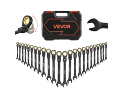 Vevor Juego De Llaves Combinadas Con Cabezal Flexible Y Trinquete, 24 Piezas, Color Negro