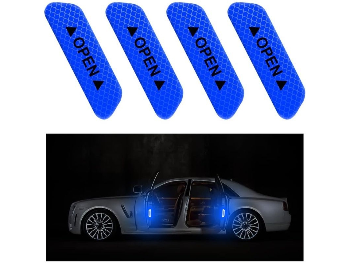 Pegatinas Reflectantes De Advertencia Para Apertura De Puertas De Coche, Visibilidad Nocturna, Protección Anti-choque Azul