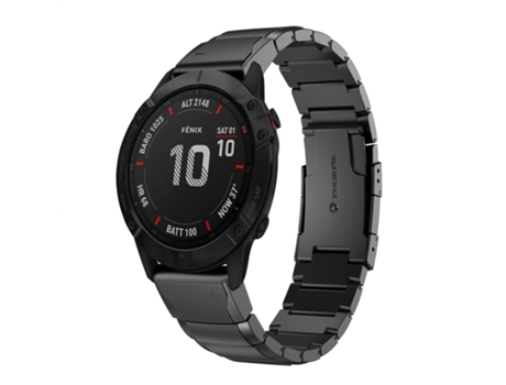 Correa de reloj inteligente para Garmin Fenix 6X Pro de 26 mm de acero inoxidable con carcasa de tortuga (negro)