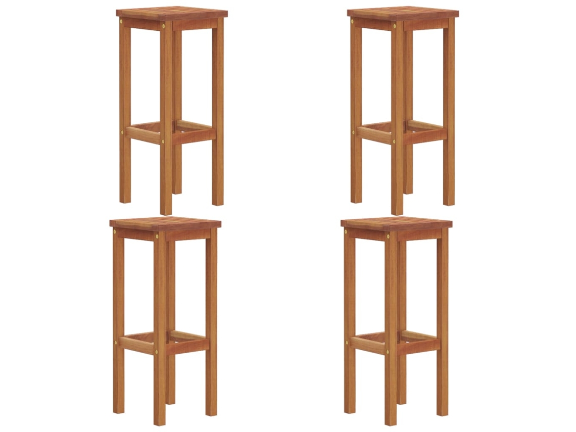 Juego de 4 taburetes de bar de madera maciza de acacia EXCLUSIVO DE LA CASA
