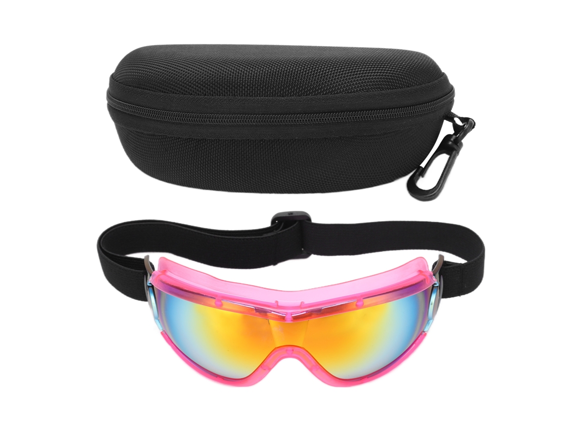 Gafas Protectoras Para Niños Anti Salpicaduras Uv Con Estuche Marco Rosa Película Imitación Roja