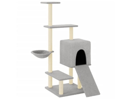 Rascador para gatos con postes de sisal gris claro VIDAXL (130,5 cm)