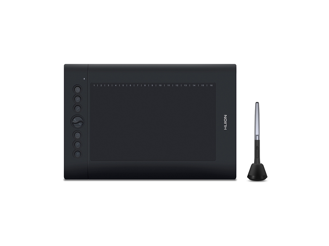 Tableta Gráfica Huion H610 Pro V2 Con Lápiz Sin Batería, Negro Para Dibujo Digital Luz Dourada