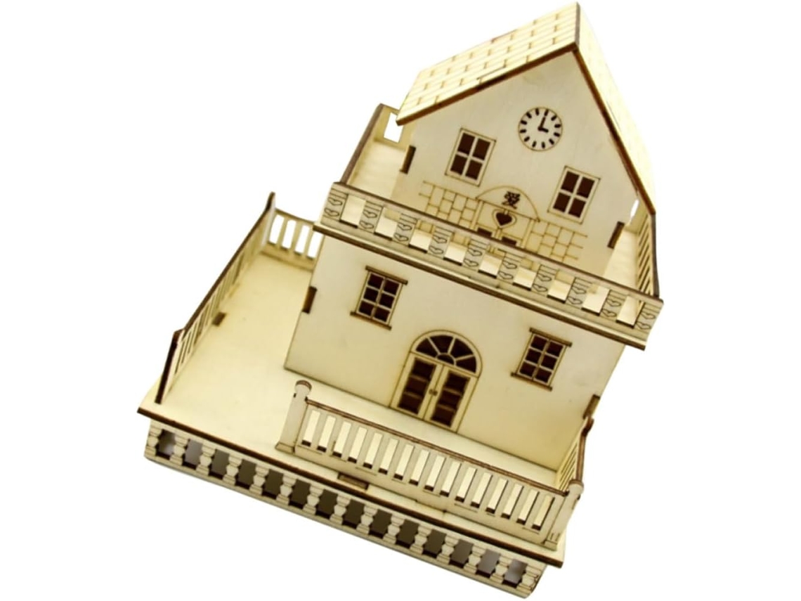 Precioso modelo pequeño de madera para decoración con iluminación, ideal para oficina o dormitorio. Miniatura sencilla GOKOCO