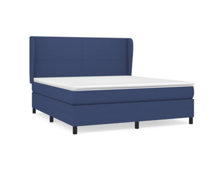 vidaXL Cama con somier y colchón 180x200 cm tela azul