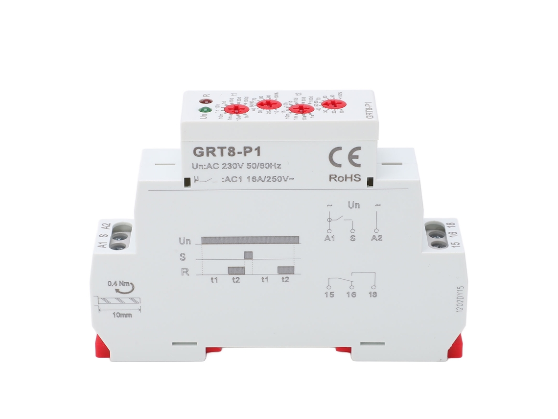 Relé Repetidor Electrónico Con Indicador Led, Temporizador De Salida De Pulsos, Montaje En Riel Din, Ac230v, Abs