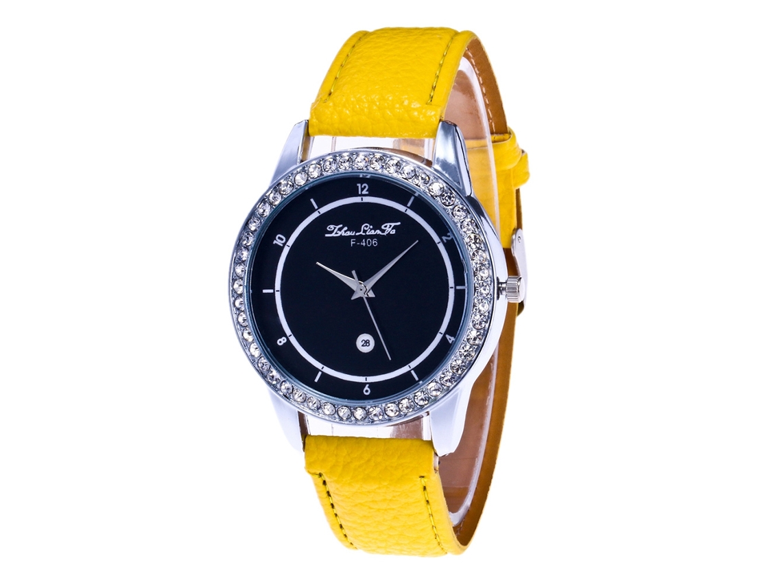 Reloj De Pulsera Moderno De Cuarzo Amarillo Para Mujer, Estilo Casual Y Elegante.