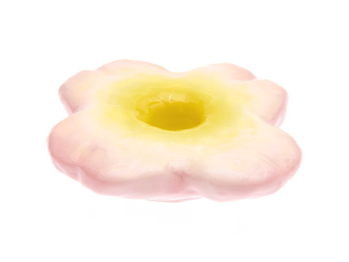 Portavelas de cerámica flor rosa RICO DESIGN