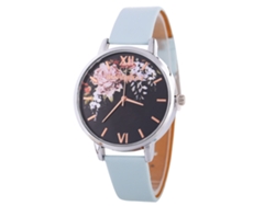 Reloj De Pulsera Informal De Estilo Coreano Para Mujer Con Correa De Cuero Azul Claro.