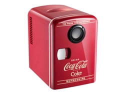 Mini refrigerador/calentador termoeléctrico portátil Coca-Cola de 12 V (4 litros/6 latas) con altavoz Bluetooth Jortmrd