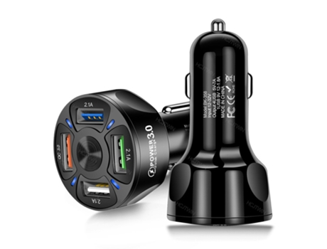 Adaptador de cargador de coche 4 en 1, dispositivo de carga rápida USB 7A 35W con luz LED para vehículo todoterreno SUV de 12-32V negro