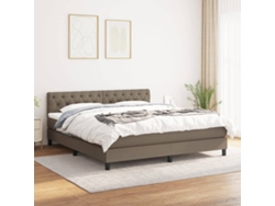 Cama Box Spring Con Colchón Tela Gris Taupe 160x200 Cm