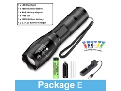Linterna LED ultrapotente para camping con 5 modos, resistente al agua, zoom ajustable y batería 18650. Aeuzwr