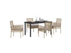 Juego de comedor de jardín de 5 piezas con cojines de poliéster y mimbre beige Wsd459451 Lovely Home