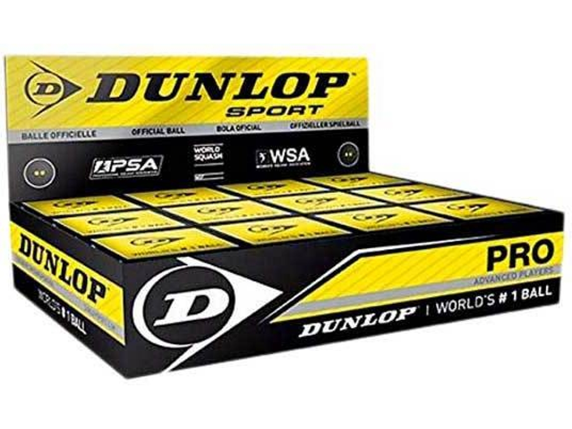 Bola de squash DUNLOP Pro Ponto Amarelo Duplo (Negro - 12 Bolas)