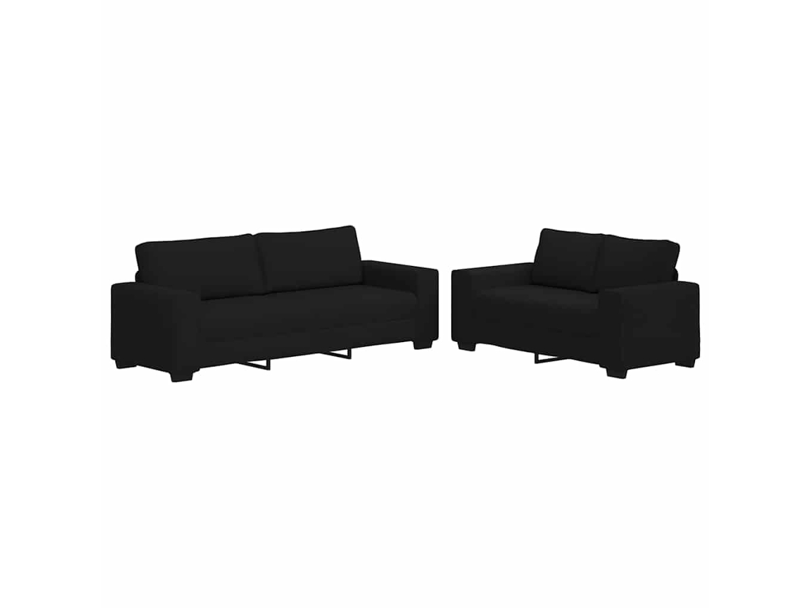 Conjunto de sofá de 2 piezas con cojines en tela negra MAISON EXCLUSIVE