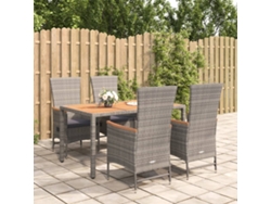Conjunto de comedor de jardín DKD Home Decor de 5 piezas con cojines, ratán gris